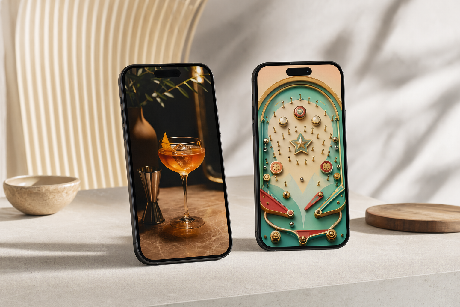 Mobile devices displaying app screens