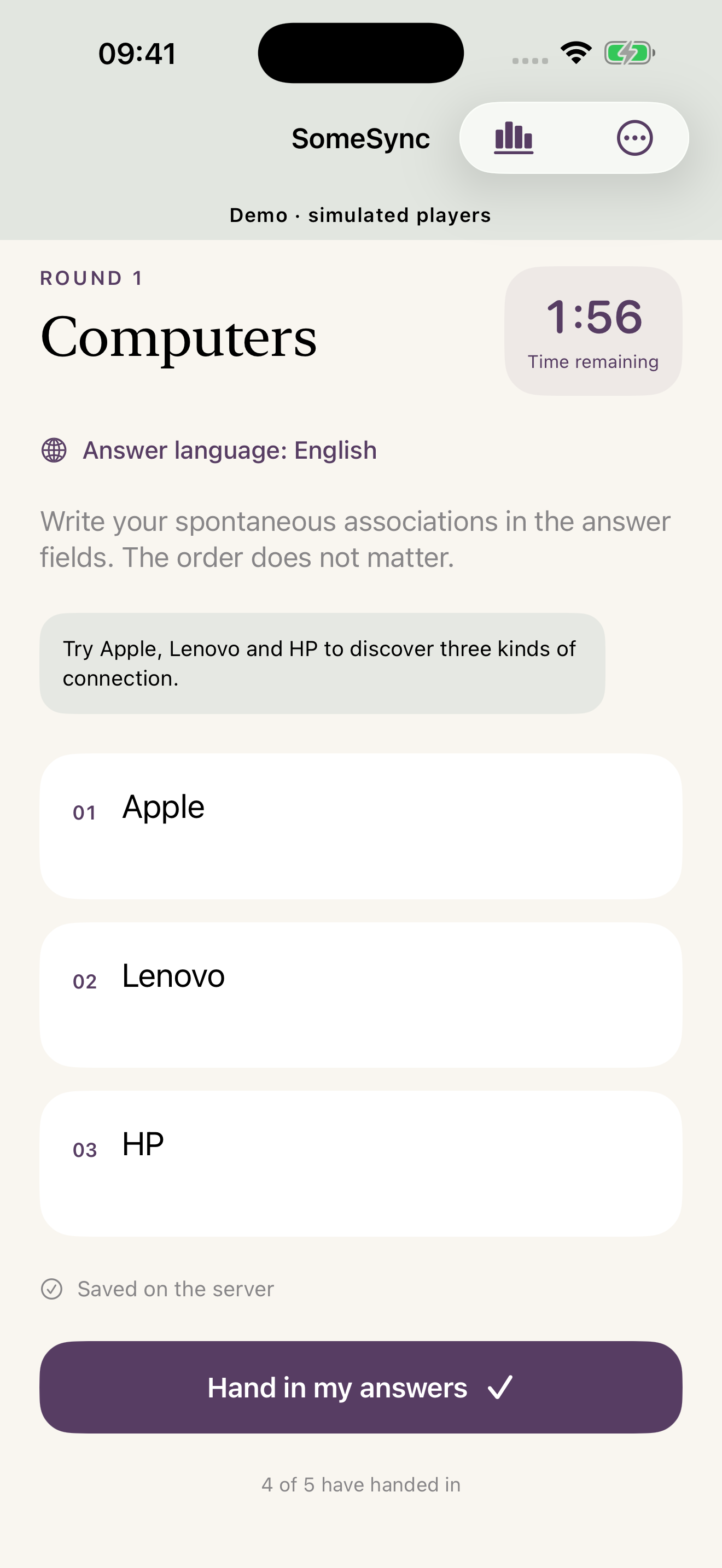 Write your answers