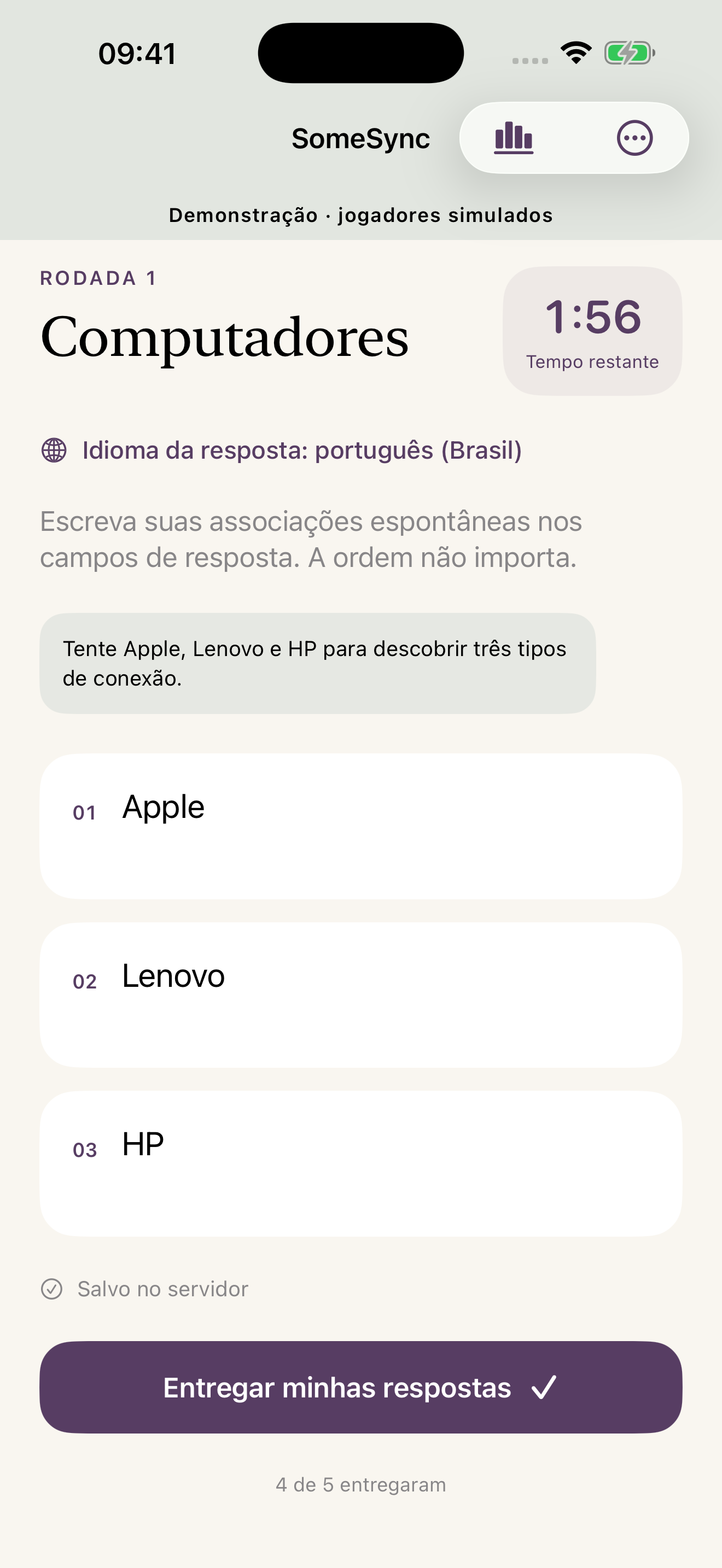 Escreva suas respostas